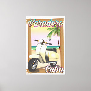 Varadero Cuban vintage scooter poster Canvastryck