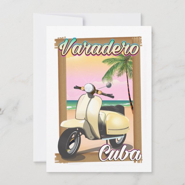 Varadero Cuban vintage scooter poster Inbjudningar (Baksida)