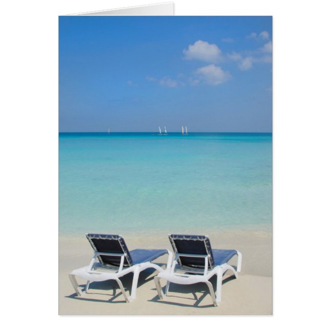 Varadero, Kuba. Sand och solstolar Hälsningskort (Framsidan)