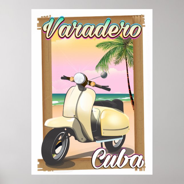 Varadero kubansk vintage skoter affisch (Framsidan)