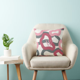 Varaktig Rosa Grått Red Monogrammed Kudde
