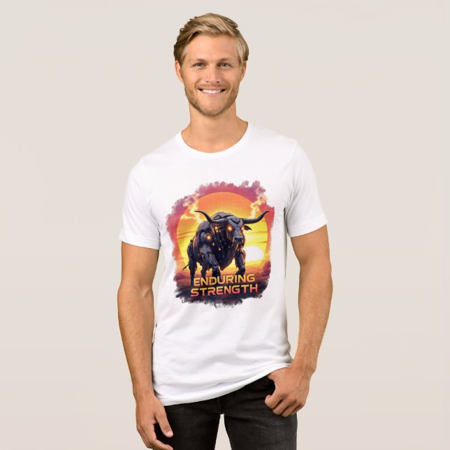 Varaktig Styrka - Robotisk Tjur T-Shirt (Framsida Full)