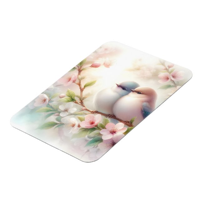 Vårälsklingsfåglar Körsbärsblomning Blommig Magnet (Vänstra Sidan)