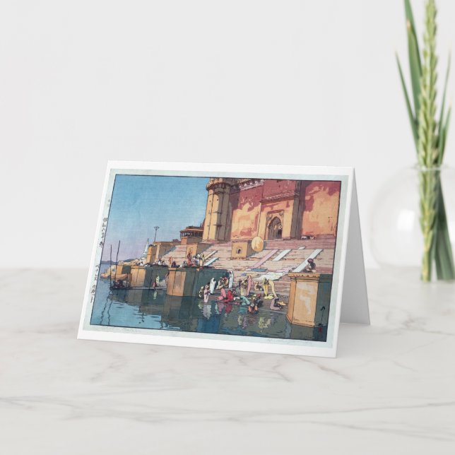 Varanasi, Hiroshi Yoshida, Woodcut Kort (Framsida)