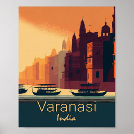 Varanasi India Minimalist Vintage resor Poster