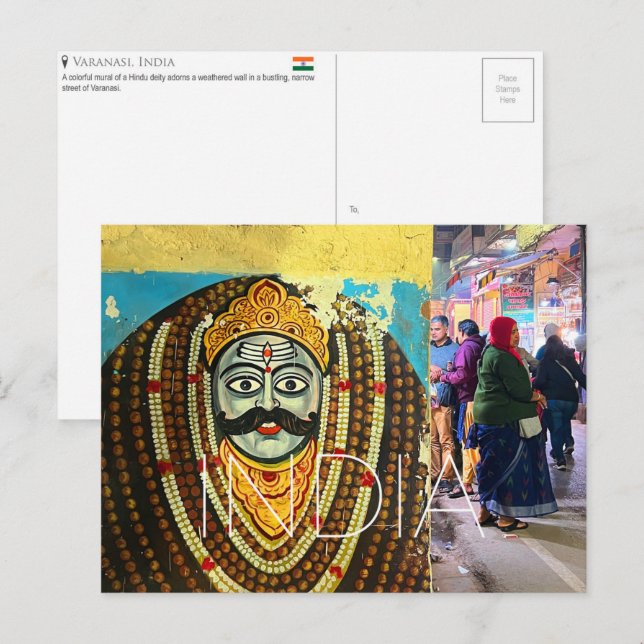 Varanasi, Indien Resebrevkort Vykort (Fram/baksida)