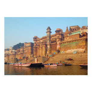 Varanasi Indien, sjön från Ganga River Fototryck