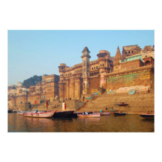 Varanasi Indien, sjön från Ganga River Fototryck