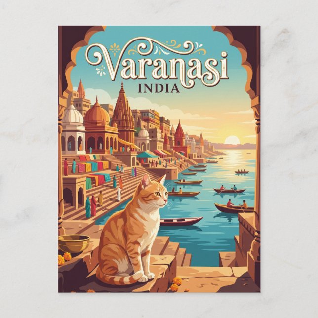 Varanasi Indien Vykort (Framsida)