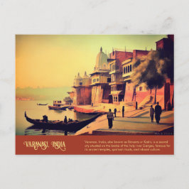 Varanasi Vintage India Painting Vykort