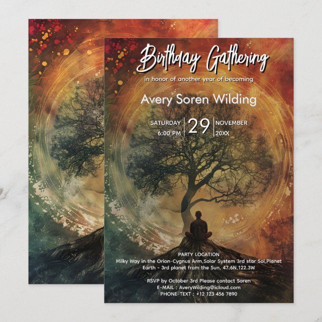 Varande Cirkeln | Symbolisk Andlig Design Inbjudningar (Fram/baksida)