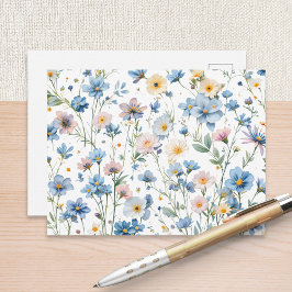 Våräng blå vildblomma botanisk trädgård vykort