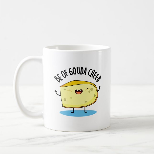 Varav Gouda Cheer Funny Cheese Pun Kaffemugg (Vänster)