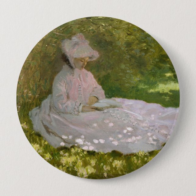 Vårbild, Impressionistisk Porträtt, Claude Monet Knapp (Framsida)