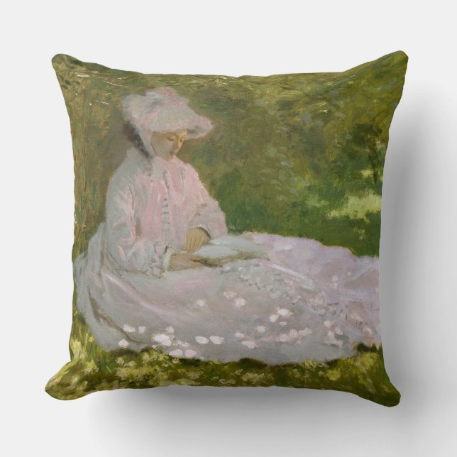 Vårbild, Impressionistisk Porträtt, Claude Monet Kudde (Framsida)