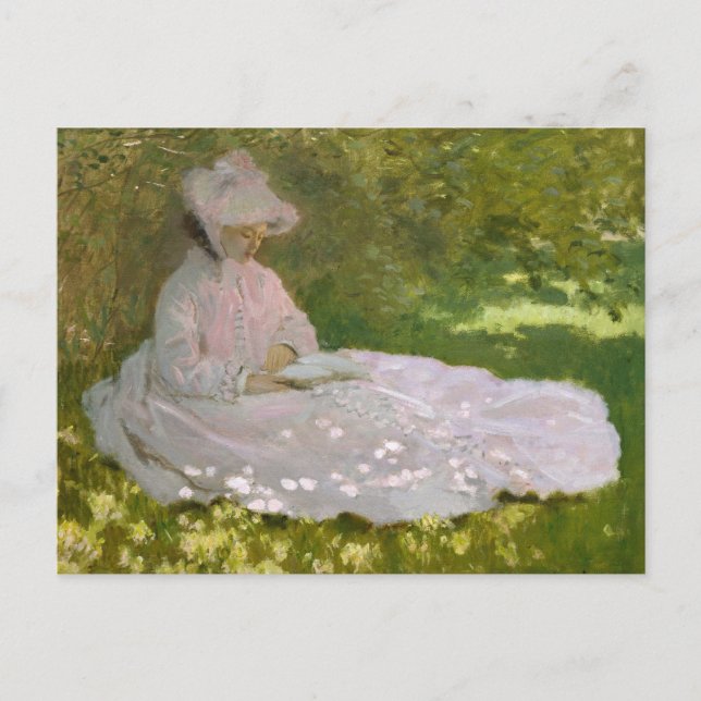 Vårbild, Impressionistisk Porträtt, Claude Monet Vykort (Framsida)