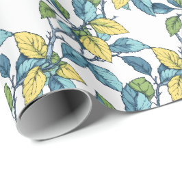 Vårblads botaniskt omslagspapper presentpapper