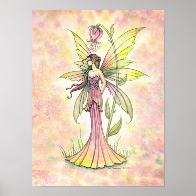 Vårblomma Älv Fantasi Vattenfärgskonst Poster (Framsidan)