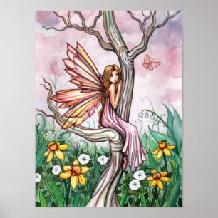 Vårblomma Ängsliljor och Fjäril Poster