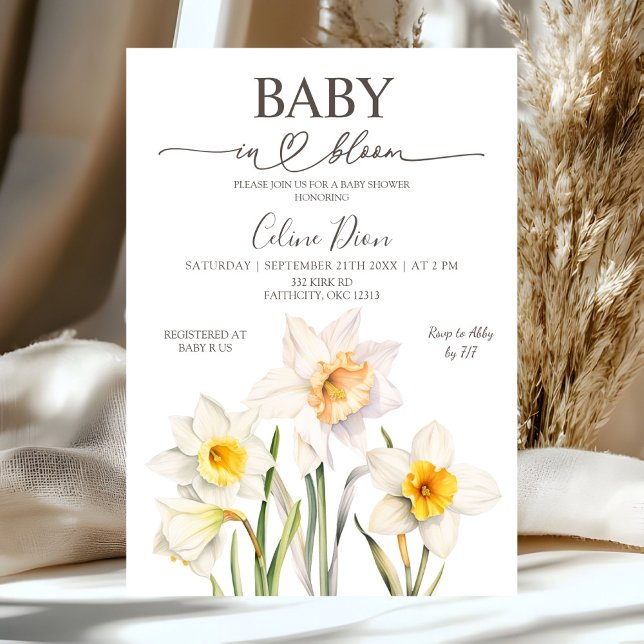 Vårblomma Narciss Baby Shower  Inbjudningar (Skapare uppladdad)