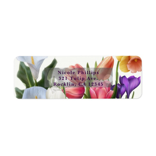 Vårblomma Påskägg Bröllopsfest Inbjudan Returadress Etikett (Framsidan)