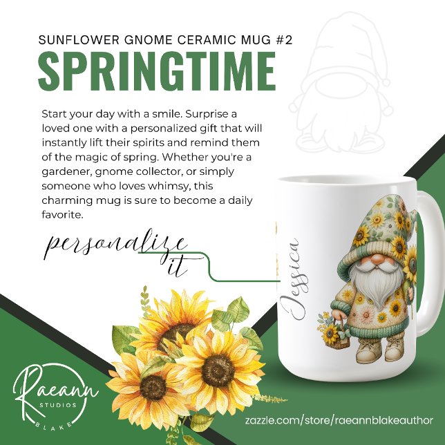 Vårblomma Solros Tomte #2 Keramikmugg Kaffemugg (Skapare uppladdad)
