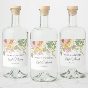 Vårblomma Trädgård Bröllopsdusch Pappersunderlägg Spritflaskor Etikett