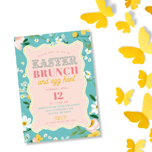 Vårblomma virvelram påskbrunch inbjudningar