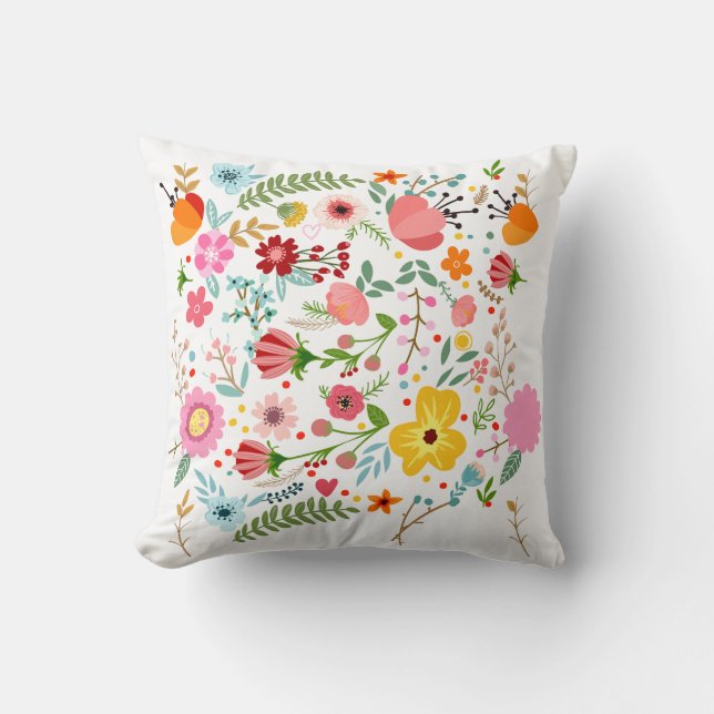 Vårblommande blomsterkastkudde kudde (Framsida)