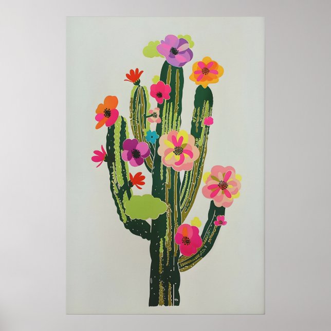 Vårblommande kaktus Utskriftbar väggkonst (Framsidan)