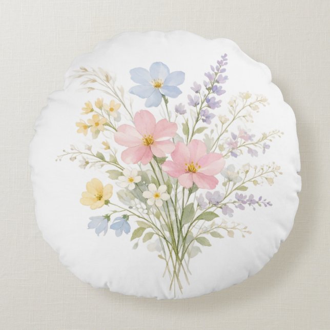 Vårblommande kudde Mjuk blomsterdekoration (Framsidan)