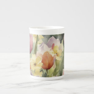 Vårblommande tulpaner benporslin mugg