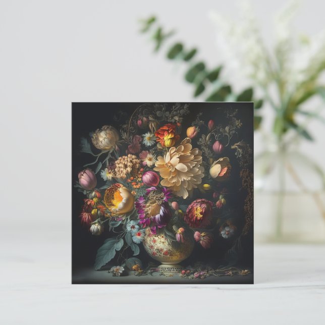 Vårblommig arrangemang bröllopsinbjudan inbjudningar (Stående Fram)
