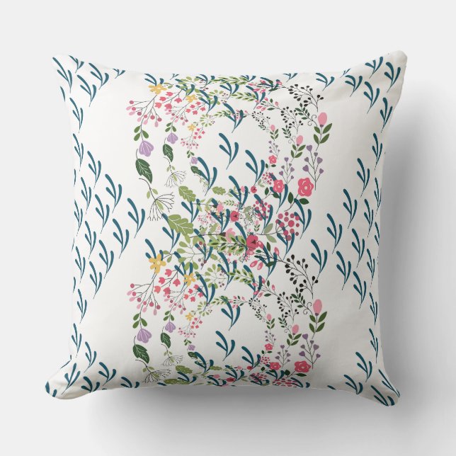 Vårblommig + blad-designad present kudde (Framsida)