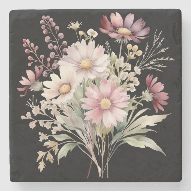 Vårblommig Bröllop  Stenunderlägg (Framsidan)