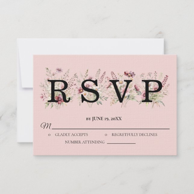 Vårblommig bröllops-RSVP-kort OSA Kort (Framsida)