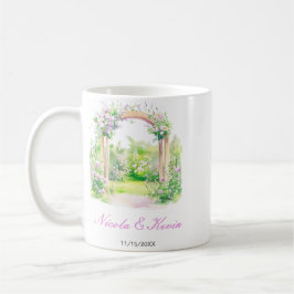 Vårblommig bröllopsbåge kaffemugg