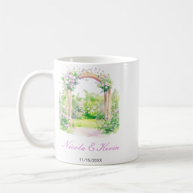 Vårblommig bröllopsbåge kaffemugg (Vänster)