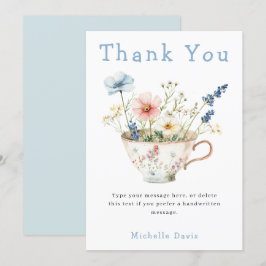 Vårblommig bröllopsdusch téparty tack kort