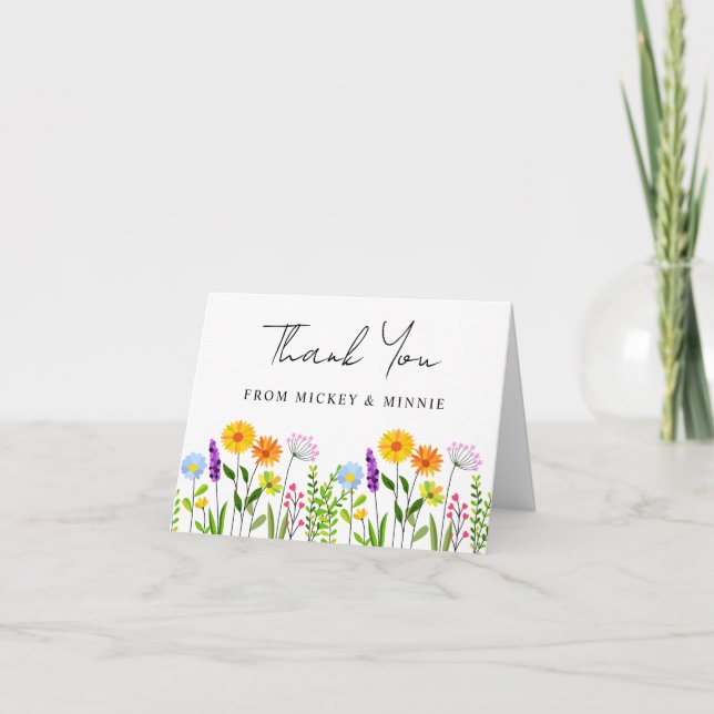 Vårblommig Elegant Bröllop  Tack Kort (Framsida)