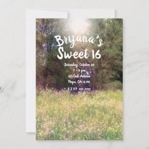 Vårblommig Förtrollad Skog Träd Sweet 16 Inbjudningar