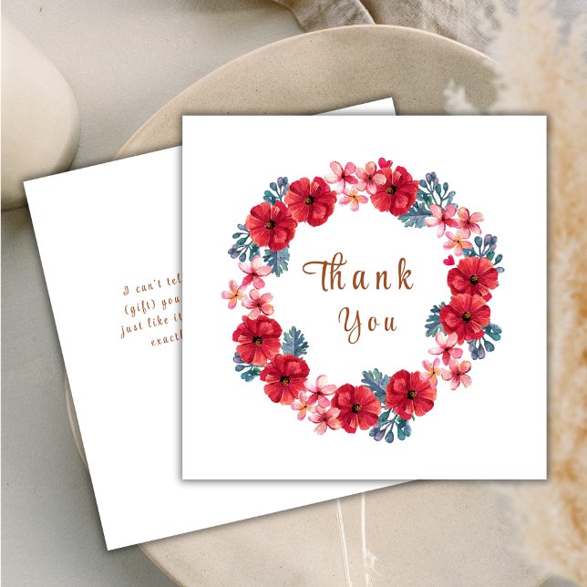 Vårblommig krans Baby Shower  Tack Kort (Spring Floral Wreath Baby Shower Thank You Card)