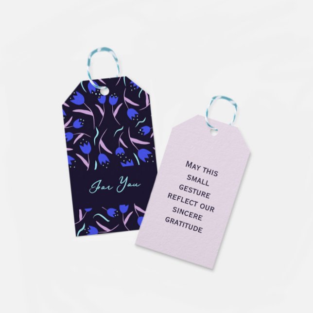 Vårblommig Lila Mönster Presentetikett (Skapare uppladdad)