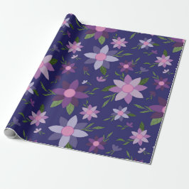 Vårblommig mönster på blå bakgrund presentpapper