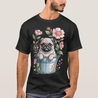Vårblommig Mops - Hundägare Husdjurs Tränare Djur T Shirt