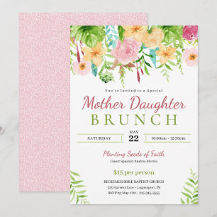 Vårblommig mor-dotter kyrkbrunch inbjudningar