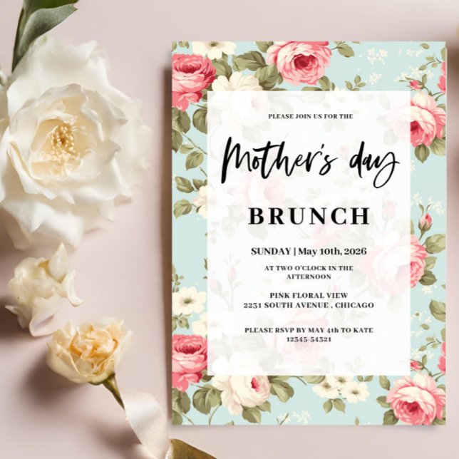 Vårblommig mormorsdagsbrunch  inbjudningar (Skapare uppladdad)