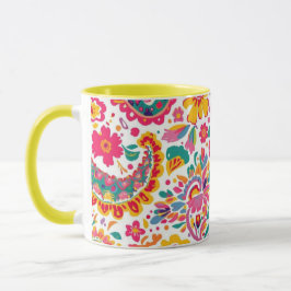 Vårblommig Paisley Mugg