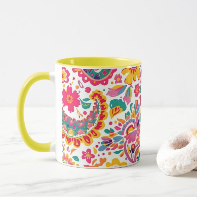 Vårblommig Paisley Mugg (Med munk)