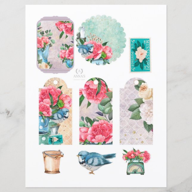 Vårblommig trädgård Romantiska Scrapbook-element (Framsida)
